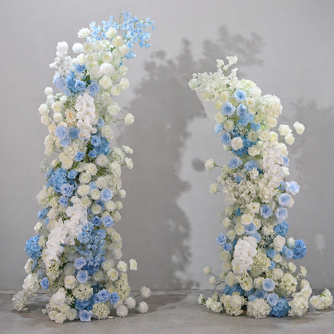 Blue White Artificial Floral Pillars Arch Columns for Wedding Aisle Decor AEAW-008