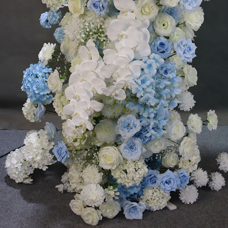 Blue White Artificial Floral Pillars Arch Columns for Wedding Aisle Decor AEAW-008