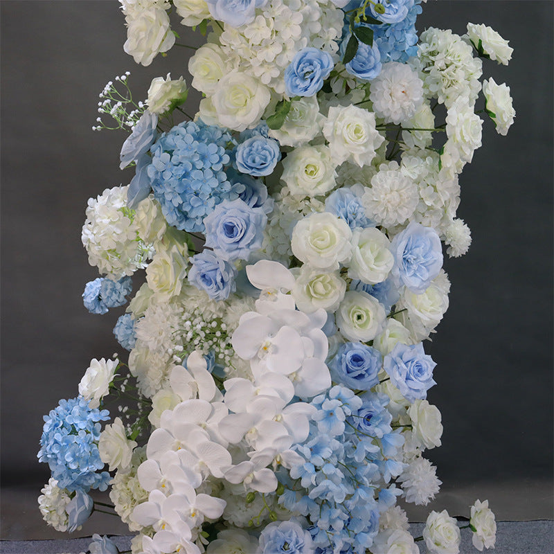 Blue White Artificial Floral Pillars Arch Columns for Wedding Aisle Decor AEAW-008