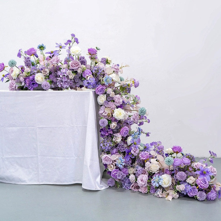 Lavender Purple Artificial Flower Runner for Wedding Table Decor AEFR-001