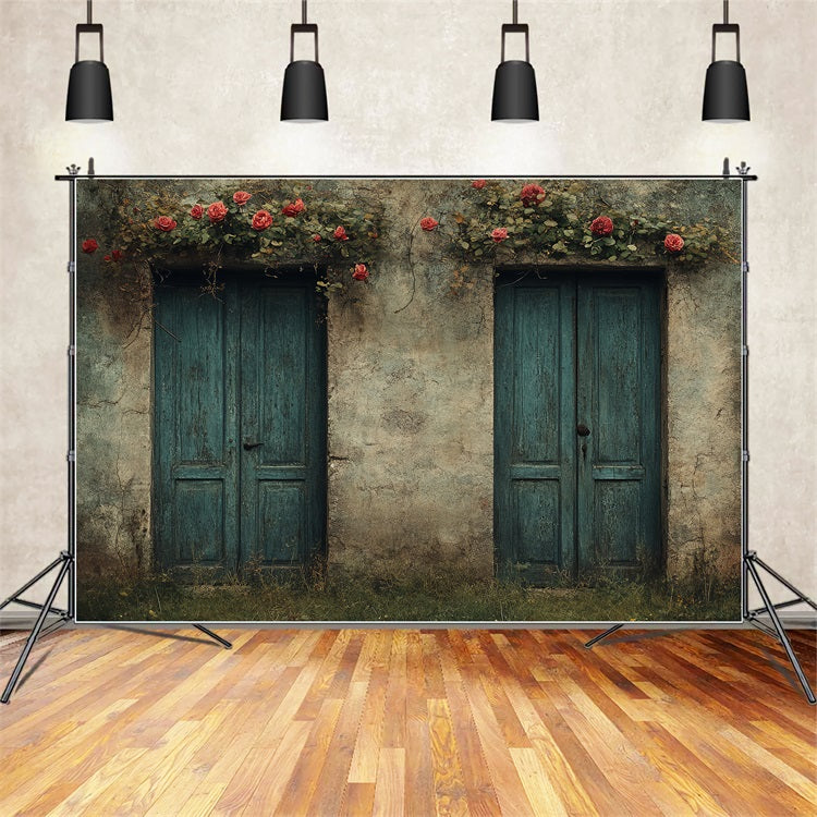 Spring Backdrop Ideas Vintage Double Door Floral Backdrop BRP1-11