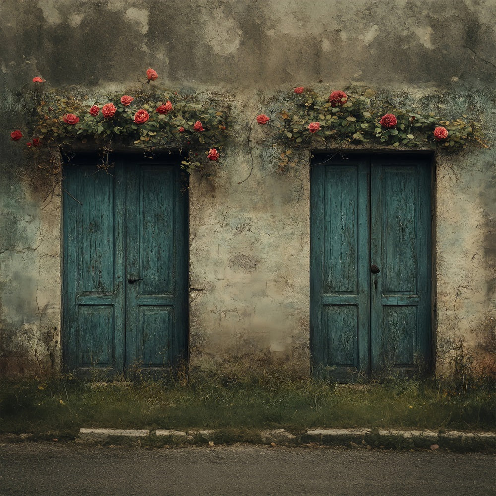 Spring Backdrop Ideas Vintage Double Door Floral Backdrop BRP1-11