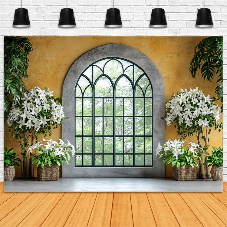 Photo Backdrop Spring Elegant Window White Lilies Backdrop BRP1-17