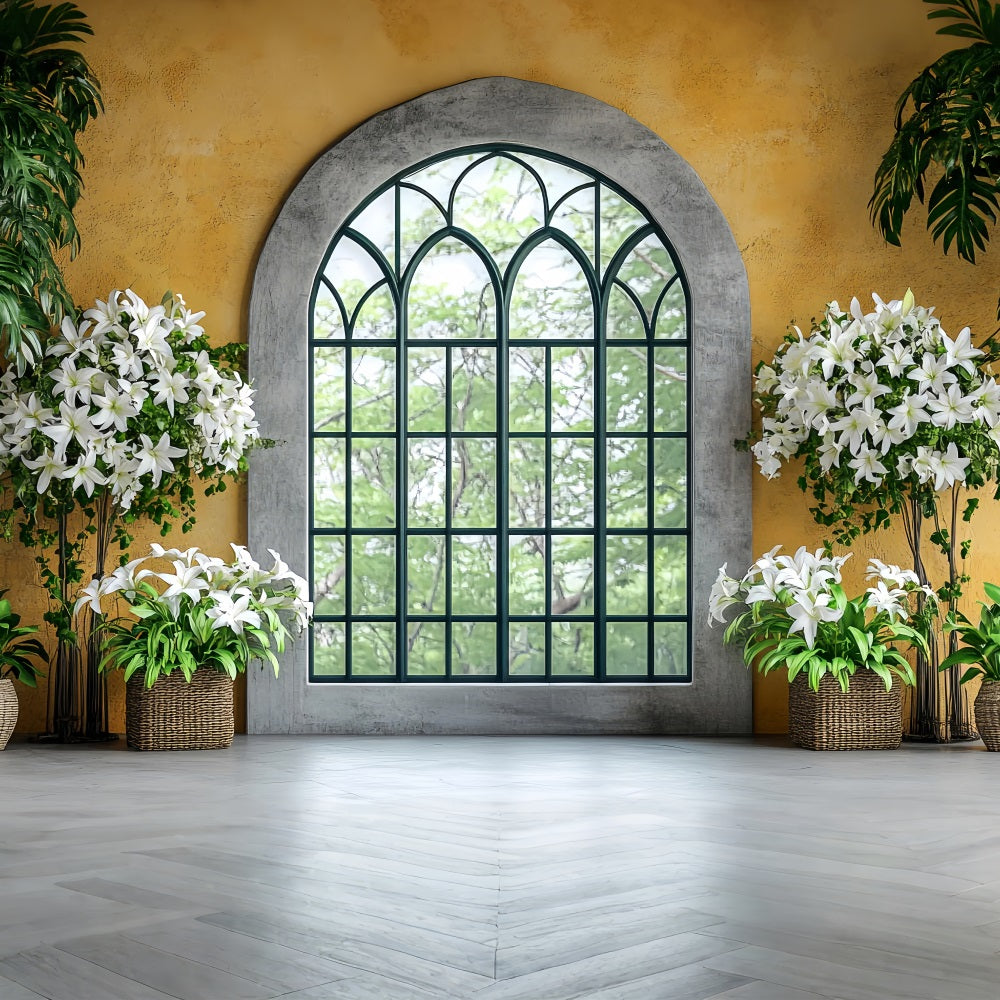 Photo Backdrop Spring Elegant Window White Lilies Backdrop BRP1-17