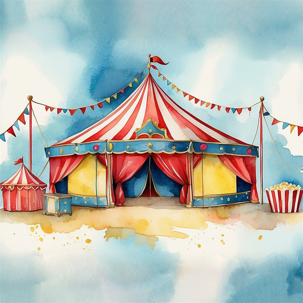 Circus Photo Backdrop Fairground Popcorn Stand Tent Backdrop BRP1-171