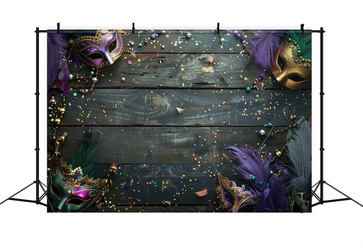 Carnival Circus Backdrop Wood Mask Feather Photography Backdrop BRP1-205