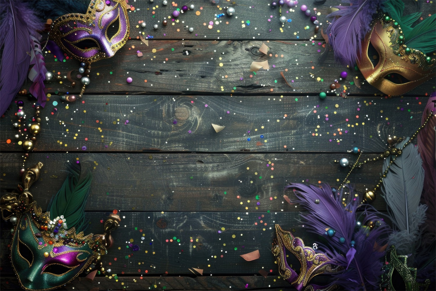 Carnival Circus Backdrop Wood Mask Feather Photography Backdrop BRP1-205