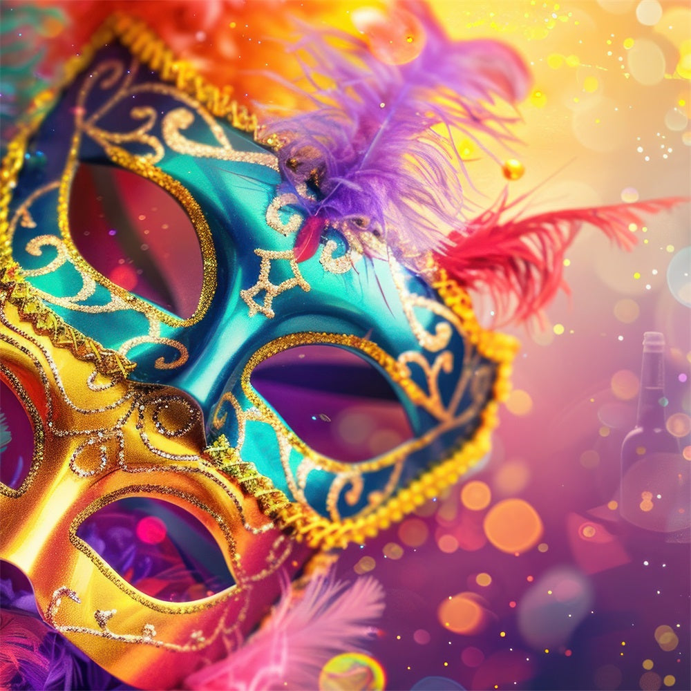 Carnival Backdrop Multicolor Mardi Gras Glitter Mask Backdrop BRP1-208
