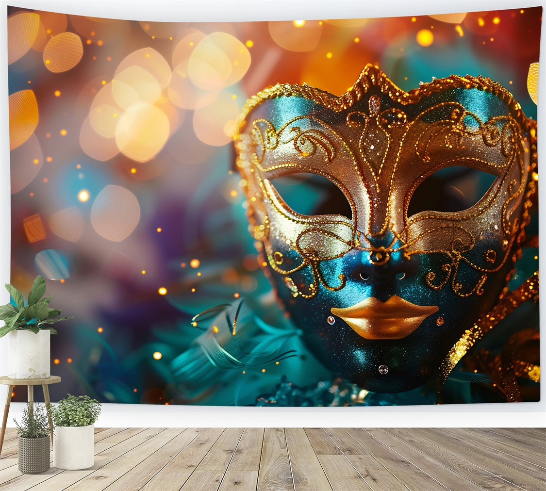 Carnival Themed Backdrops Stunning Mask Artistic Feathers Backdrop BRP1-210