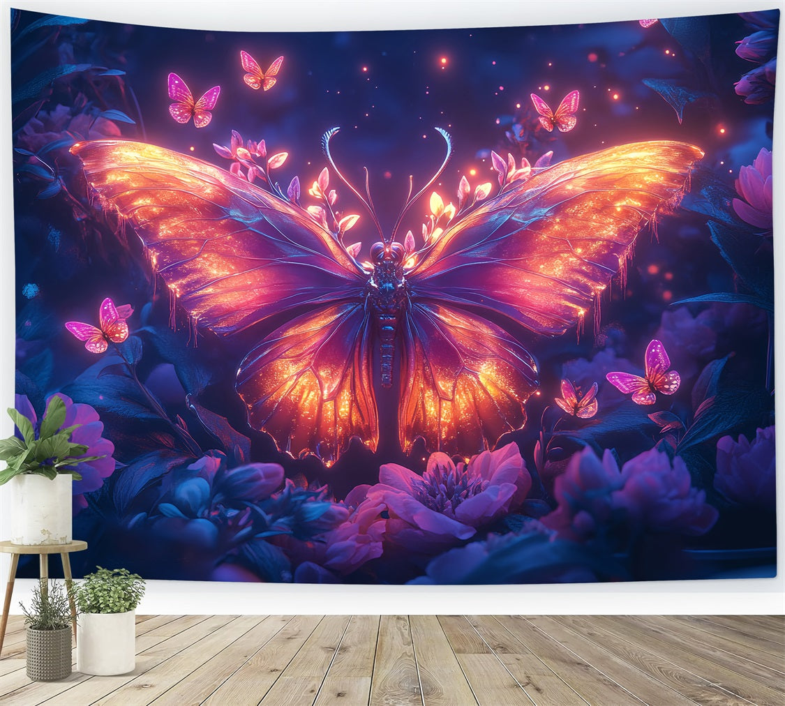 Spring Photo Backdrop Illuminated Butterfly Dreamy Floral Backdrop BRP1-22