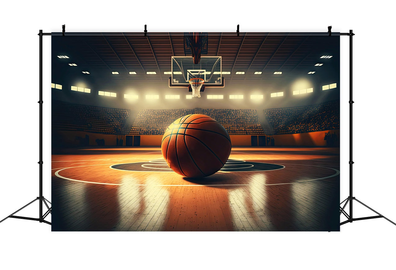 Basketball Photography Backdrops Spotlight Warm Court Backdrop BRP1-326