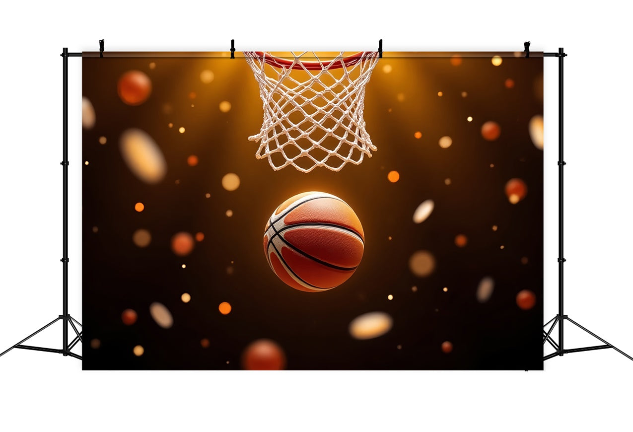 Basketball Photo Backdrop Golden Sparkle Scene Backdrop BRP1-327