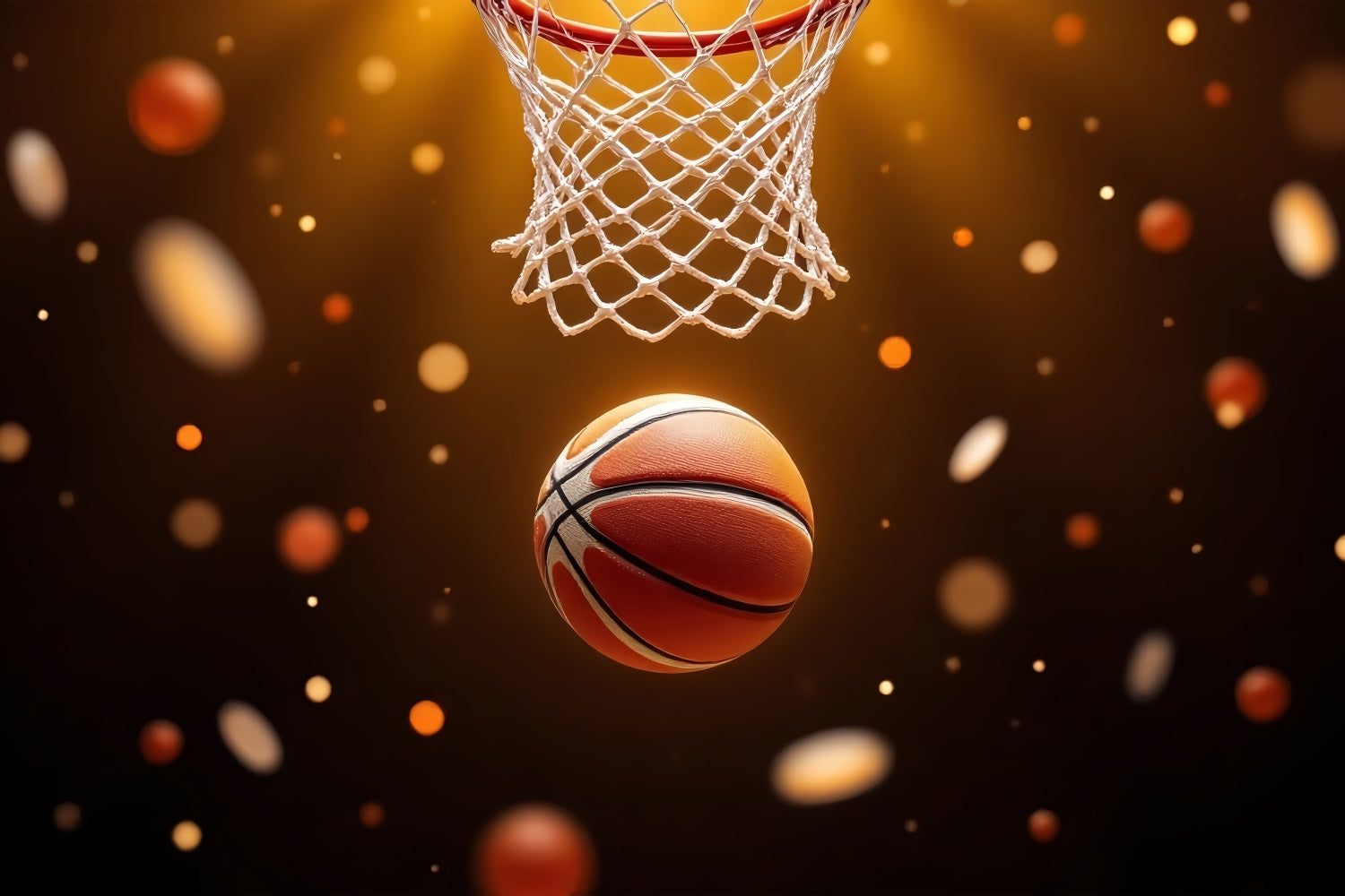 Basketball Photo Backdrop Golden Sparkle Scene Backdrop BRP1-327