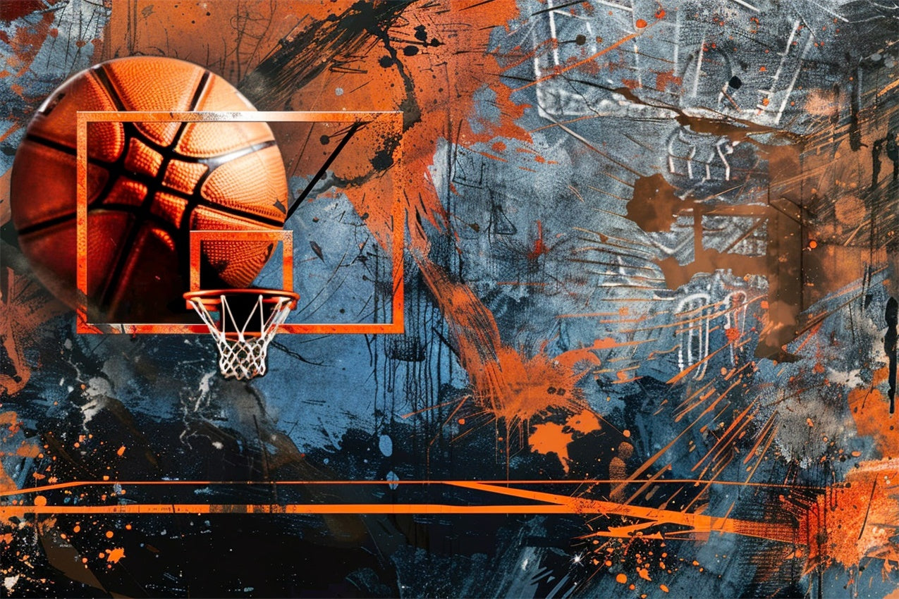 Basketball Court Backdrop Creative Graffiti Art Backdrop BRP1-329