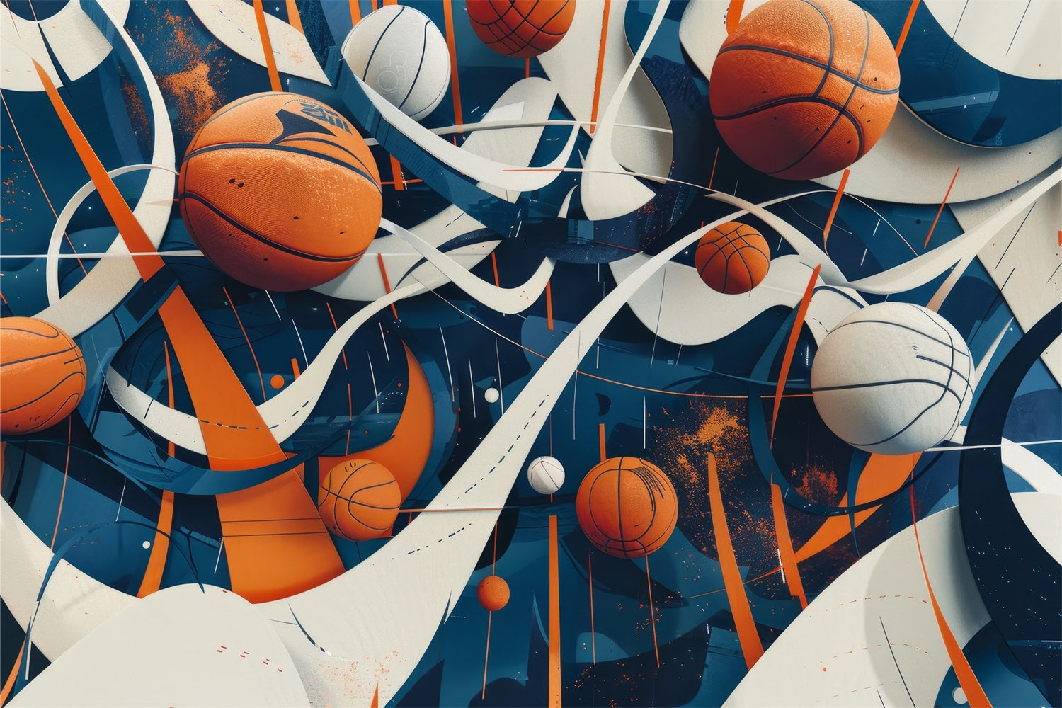 Basketball Photo Backdrops Energetic Modern Art Backdrop BRP1-330