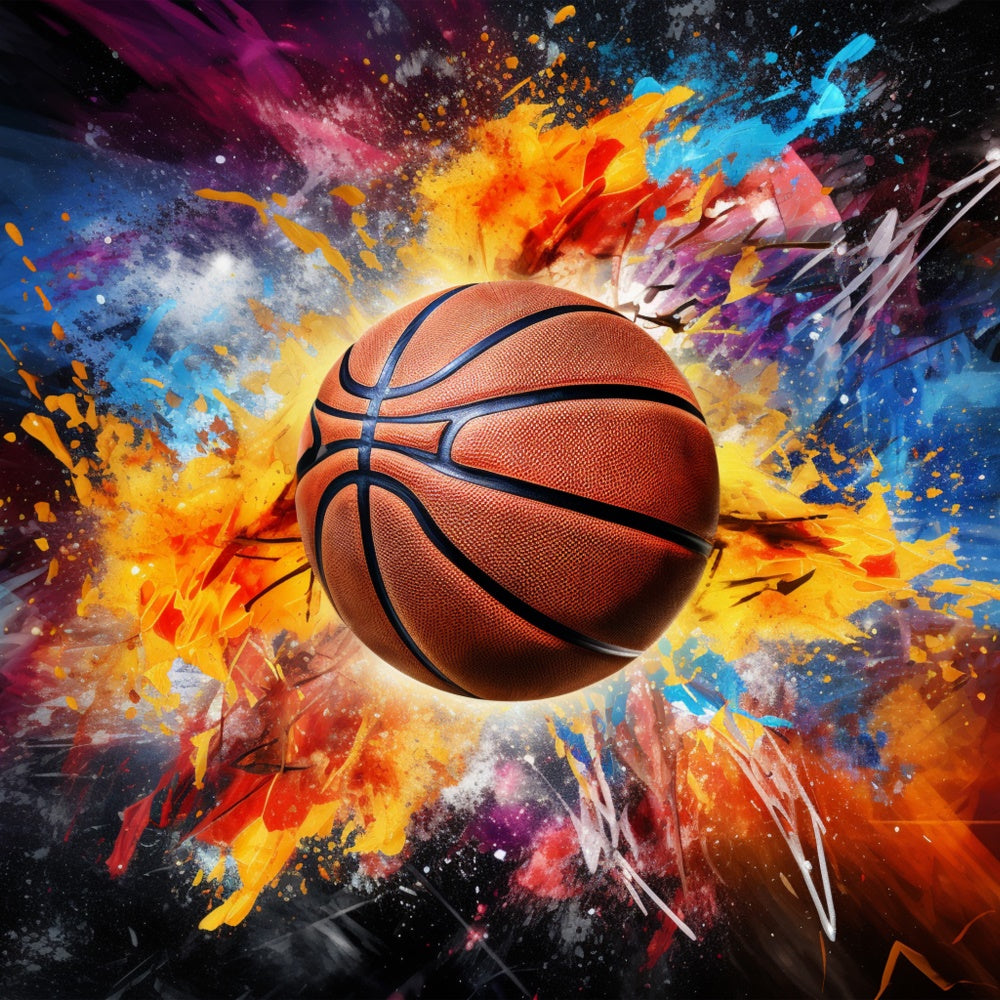 Basketball Photo Backdrop Exploding Colors Vibrant Backdrop BRP1-332