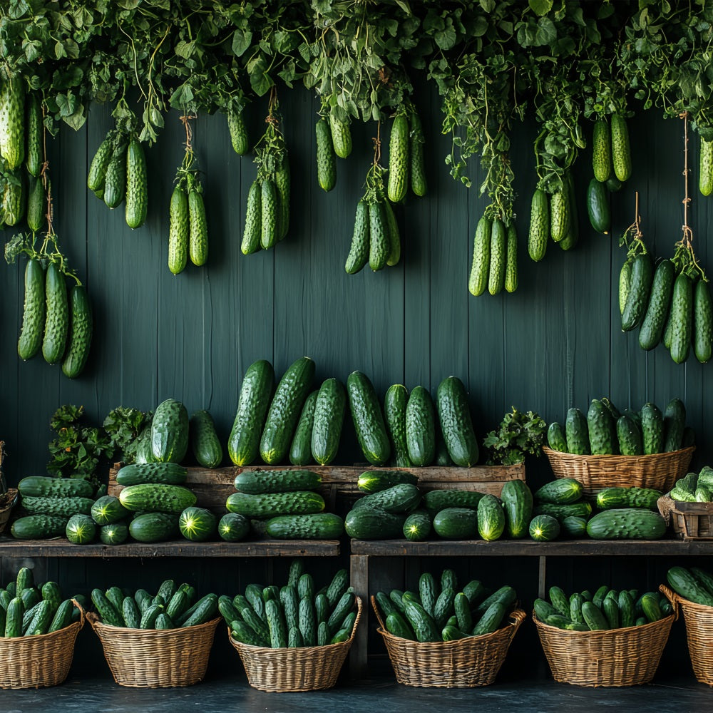 Photo Backdrop Spring Lush Green Hanging Cucumbers Backdrop BRP1-4
