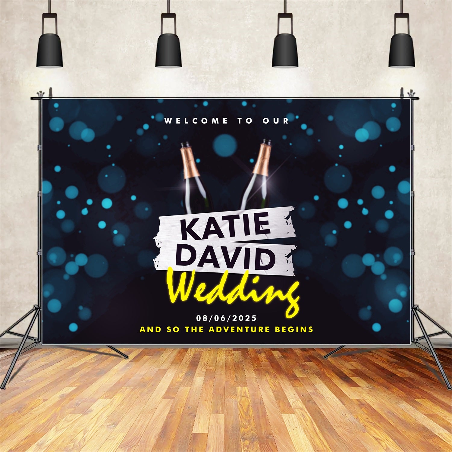 Personalized Wedding Photo Booth Backdrop Champagne Celebration Backdrop BRP1-410