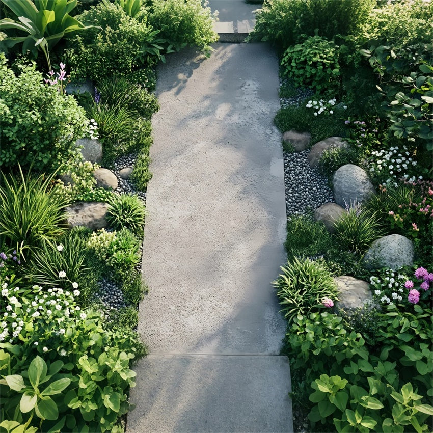 Floor Backdrop Photography Concrete Walkway Greenery Pebbles Backdrop BRP1-50