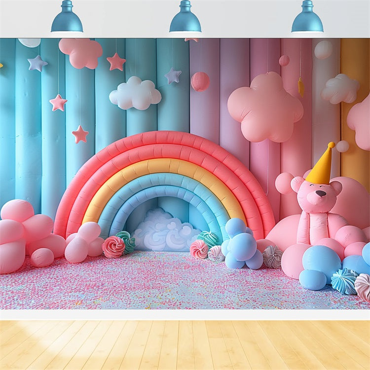 Boho Colorful Rainbow Balloon Arrangement Backdrop BRP10-103