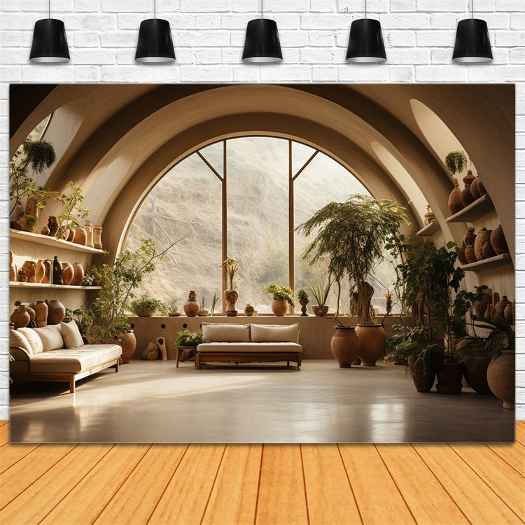 Boho Rustic Pottery Arch Plants Backdrop BRP10-121