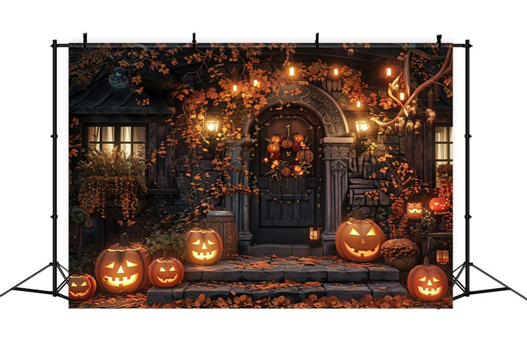 Halloween Photo Backdrops Creepy Haunted Mansion Pumpkins Backdrop BRP10-169