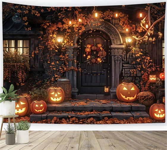 Halloween Photo Backdrops Creepy Haunted Mansion Pumpkins Backdrop BRP10-169
