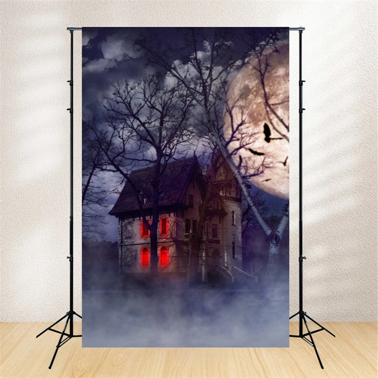 Halloween Photo Backdrop Haunted House Full Moon Backdrop BRP10-178