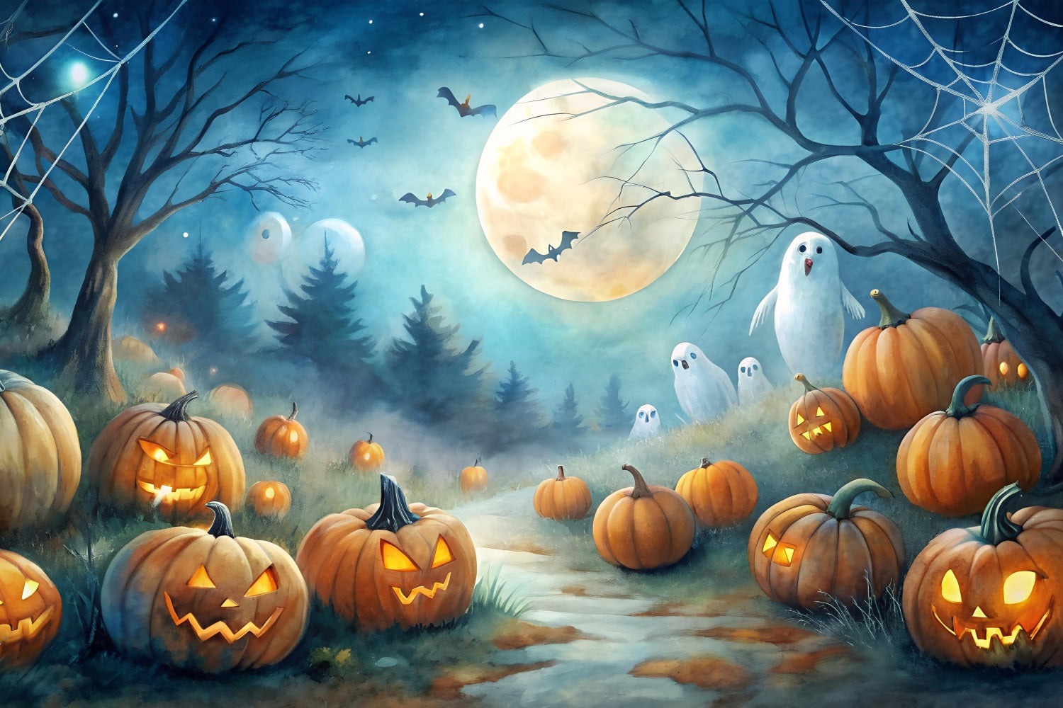 Halloween Backdrop Pumpkin Grove Ghosts Backdrop BRP10-183