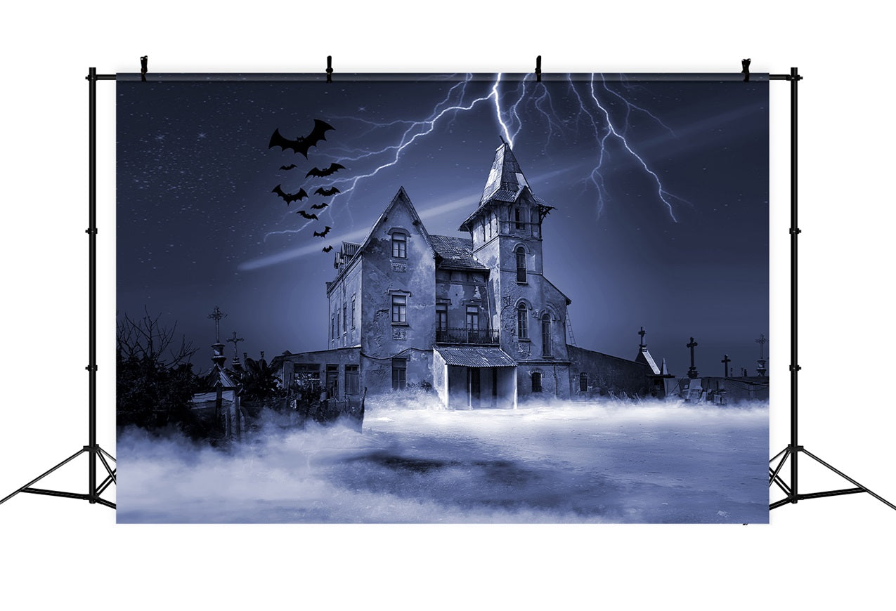 Halloween Backdrop Lightning Bats Haunted House Backdrop BRP10-215