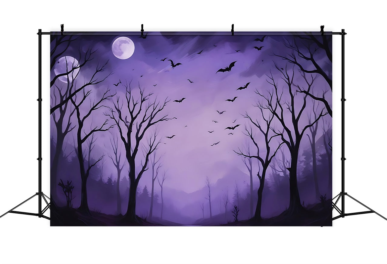 Halloween Backdrop Design Night Purple Haunted Forest Backdrop BRP10-217