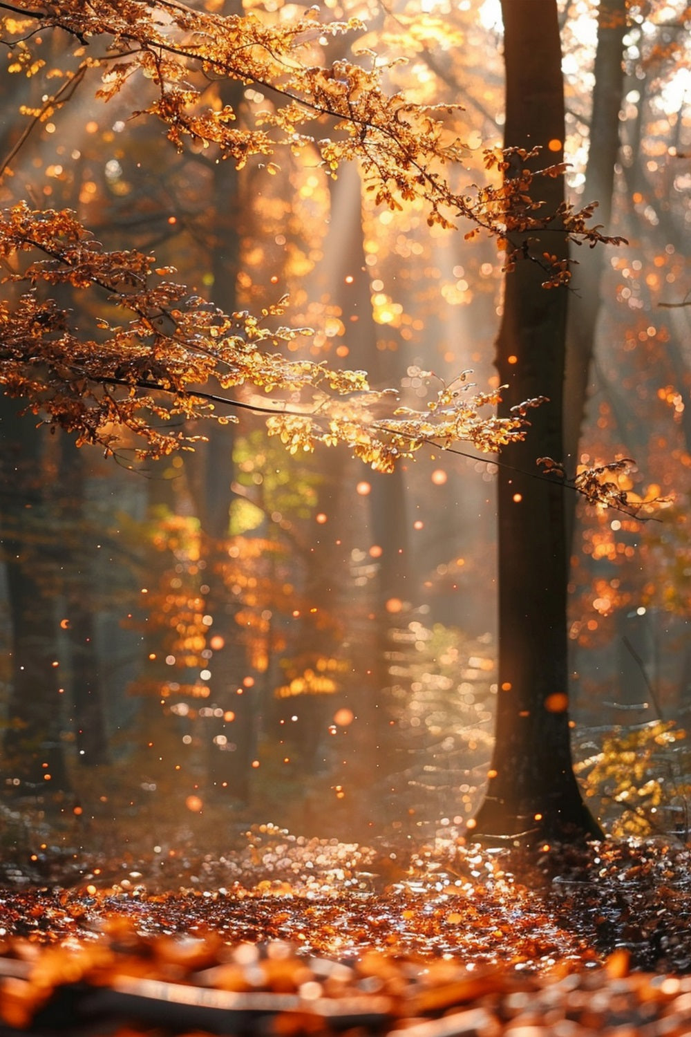 Autumn Photo Backdrops Forest Shimmering Sunbeams Backdrop BRP10-263