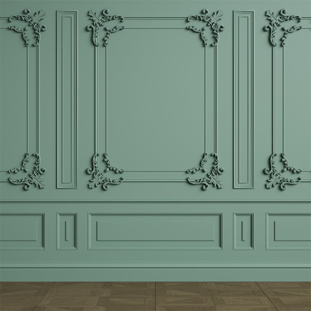 Retro Backdrops Classic Green Wall Ornate Design Backdrop BRP10-272