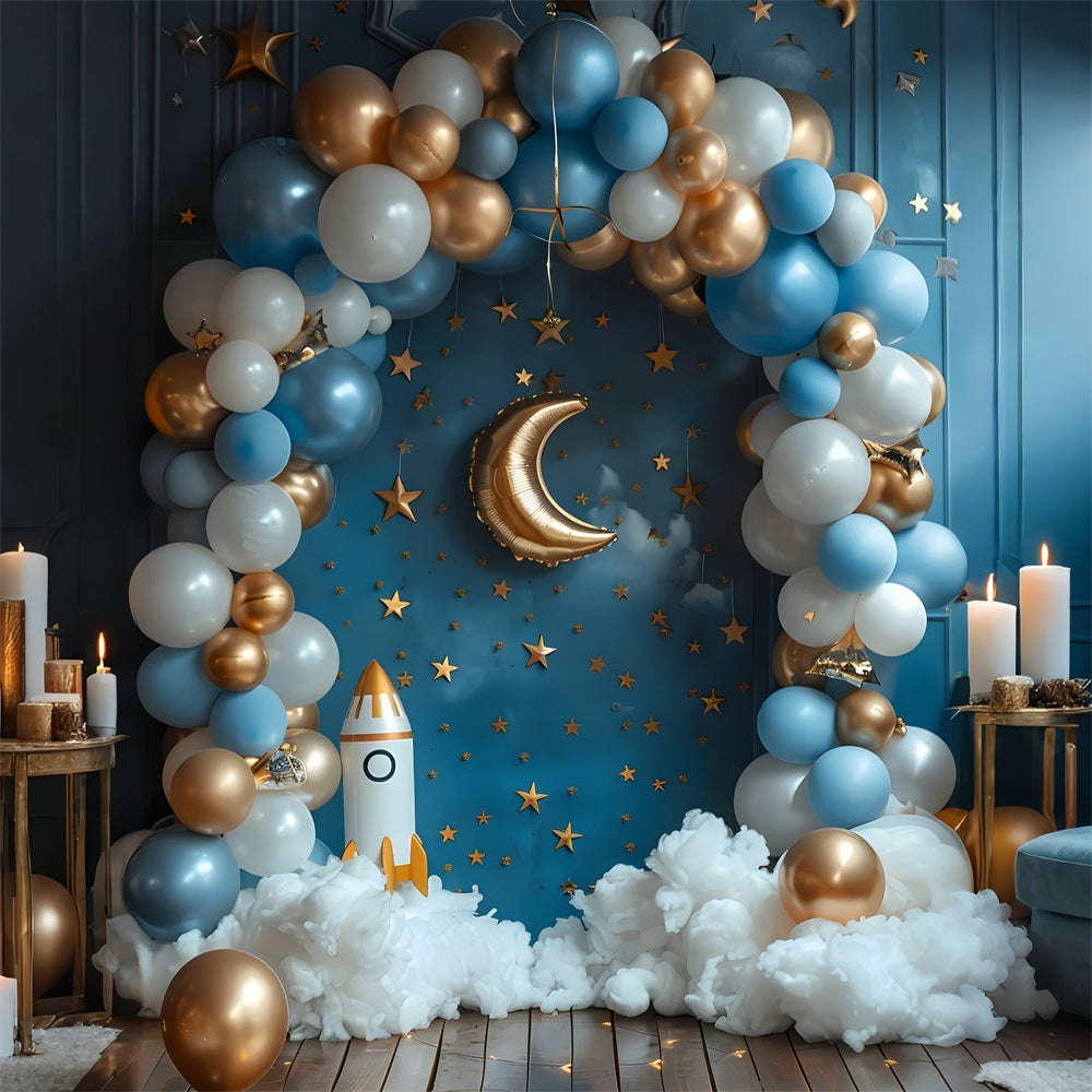 Backdrop For Birthday Party Star Rocket Launch Backdrop BRP10-324