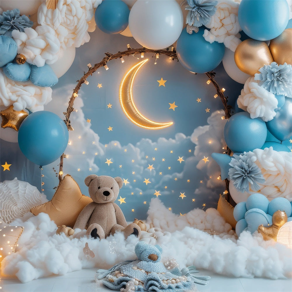 Diy Birthday Backdrop Star Teddy Bear Moon Backdrop BRP10-328