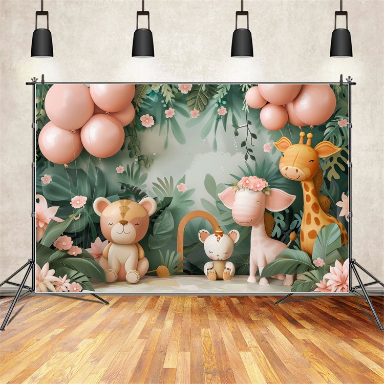 Happy Birthday Backdrop Safari Animals Jungle Backdrop BRP10-394