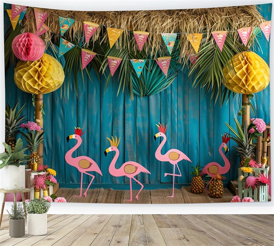 Backdrops For Birthdays Tropical Party Scene Flamingos Backdrop BRP10-398