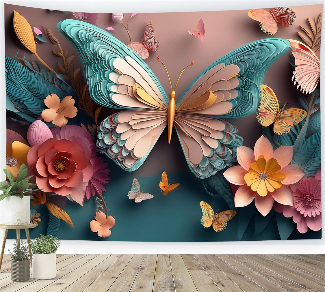 Backdrop For Birthday Party 3D Butterfly Floral Backdrop BRP10-402