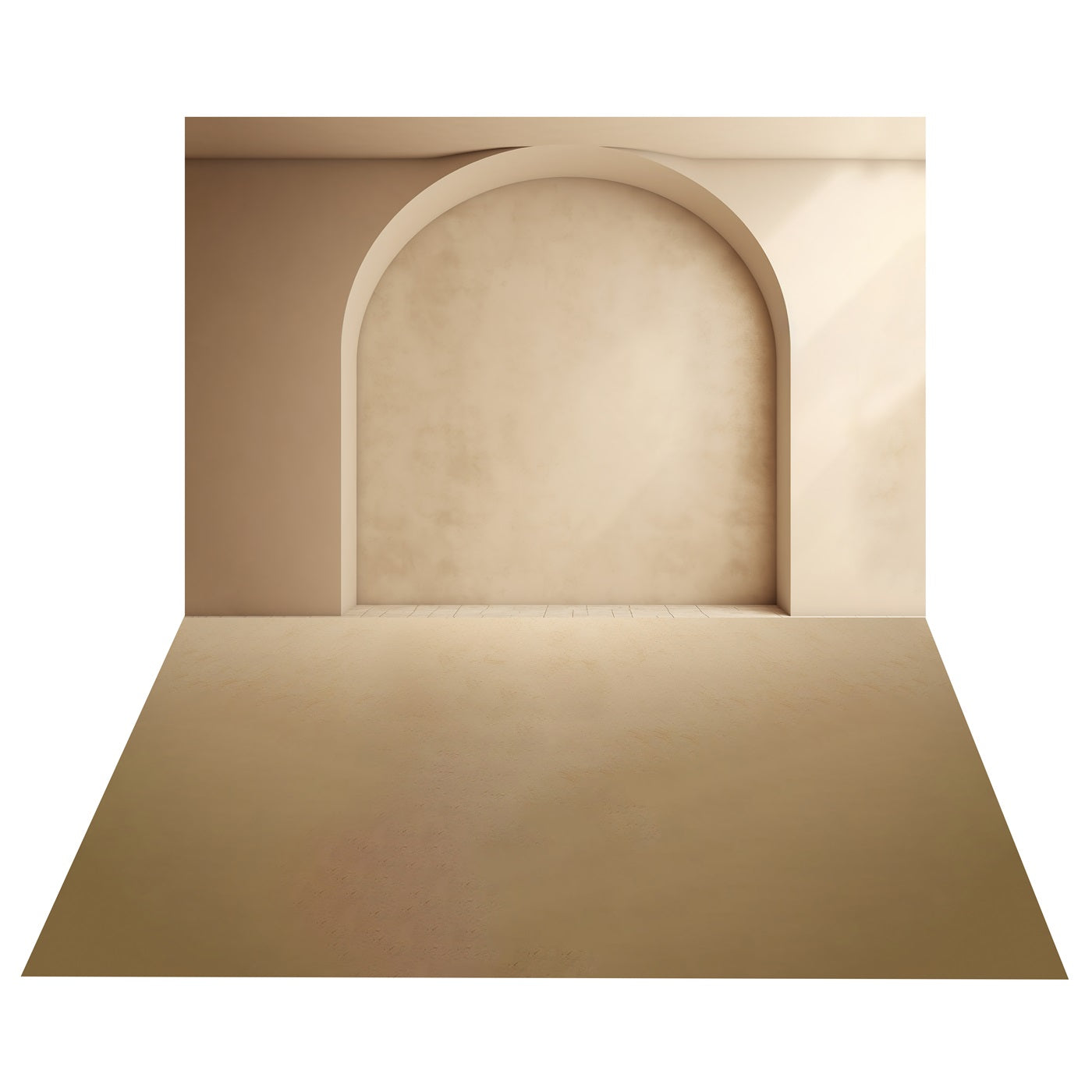 Boho Beige Wall Arch Backdrop+Rustic Beige Floor Backdrop BRP10-496