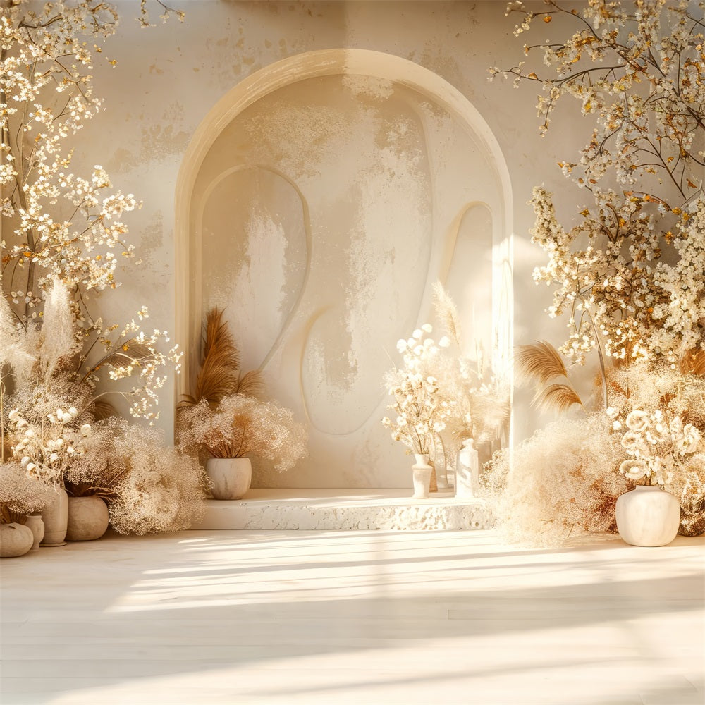 Warm Floral Arch Pampas Boho Backdrop BRP10-58