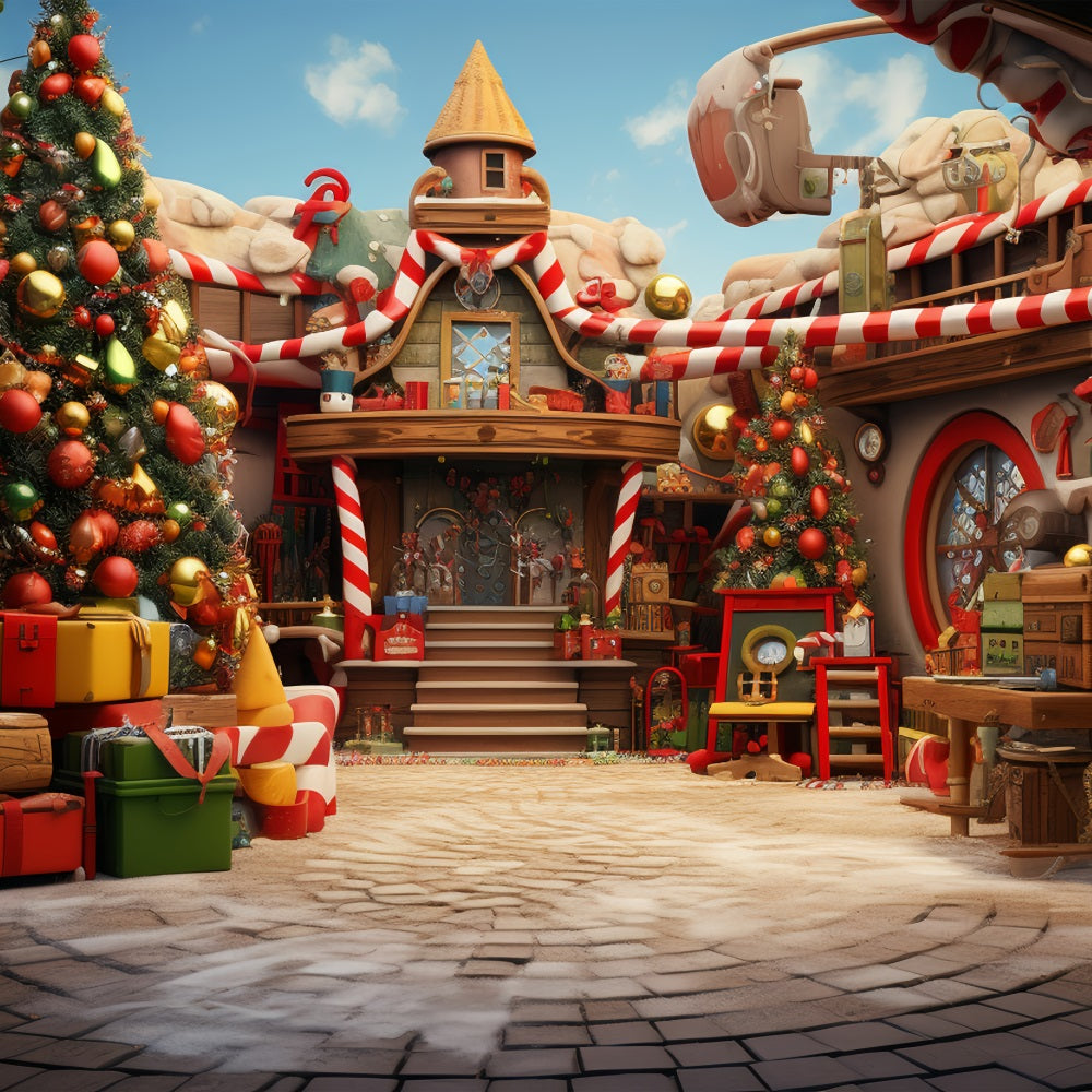 Christmas Photography Backdrop Santa's Workshop Preparation Backdrop BRP10-623