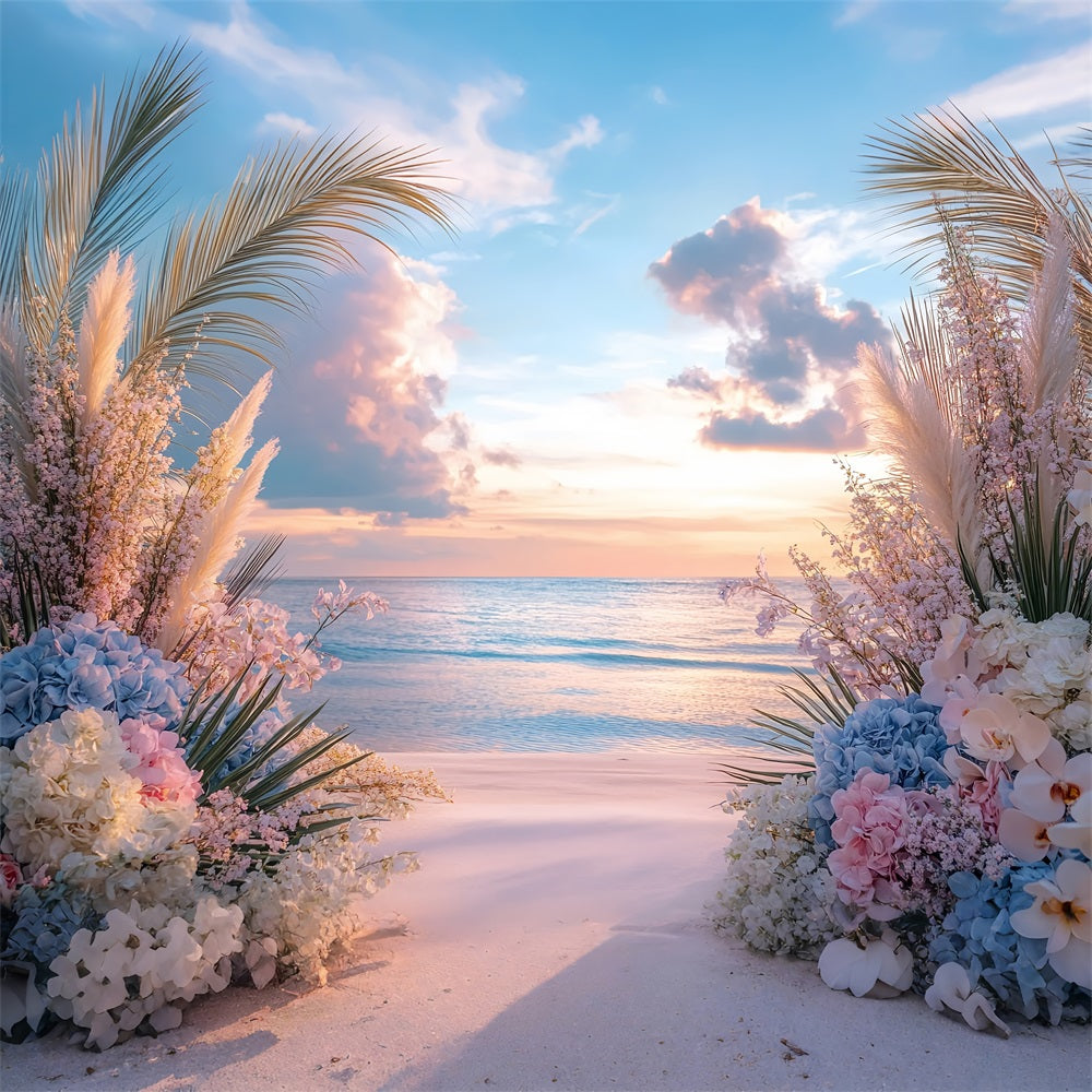 Dreamy Boho Beach Sunset Flowers Backdrop BRP10-73