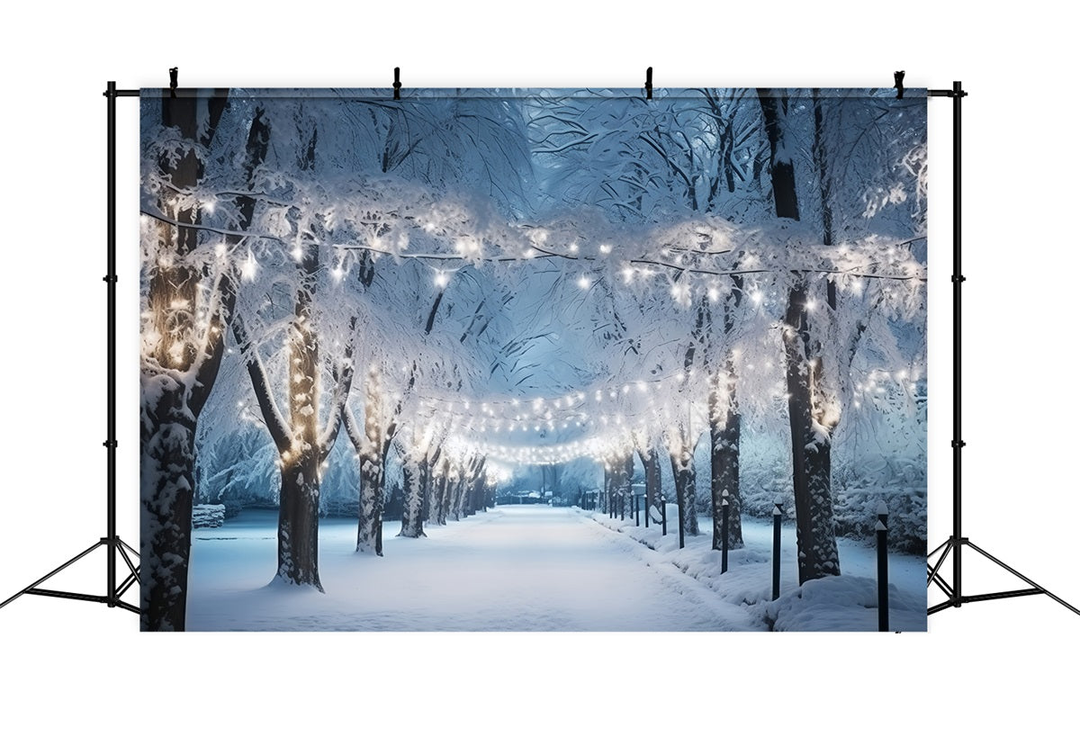 Backdrop Winter Wonderland Snowy Path Illuminated Lights Backdrop BRP11-15