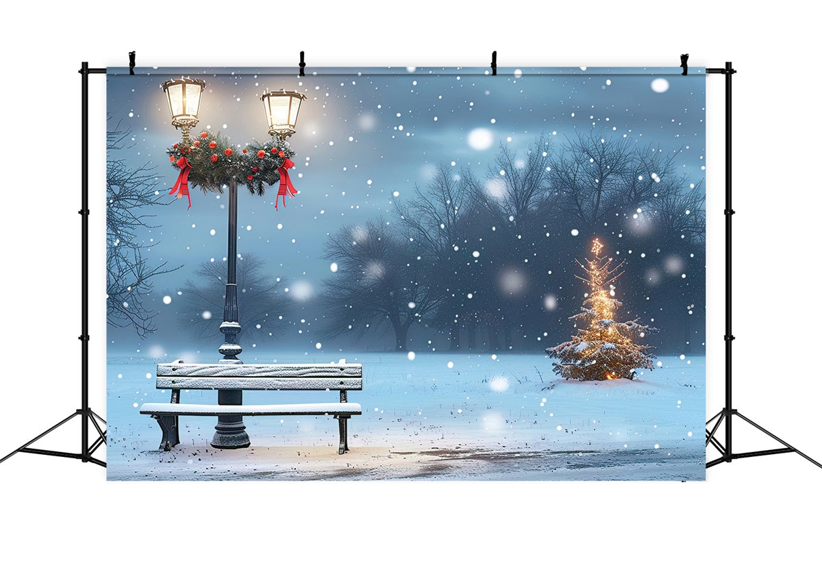 Winter Backdrop Photography Cozy Holiday Park Scene Backdrop BRP11-24