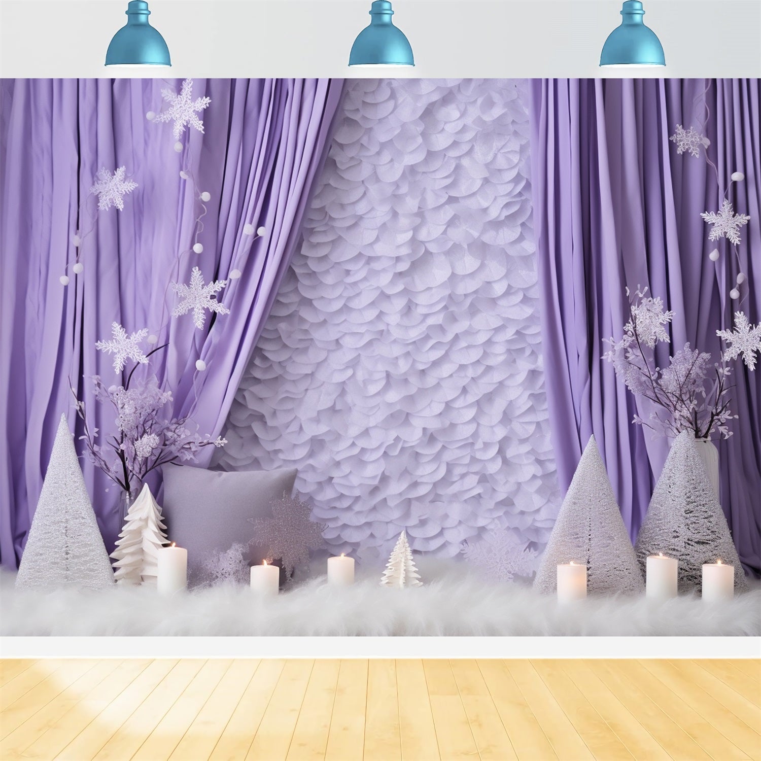 Winter Scene Backdrop Dreamy Purple Snow Backdrop BRP11-257