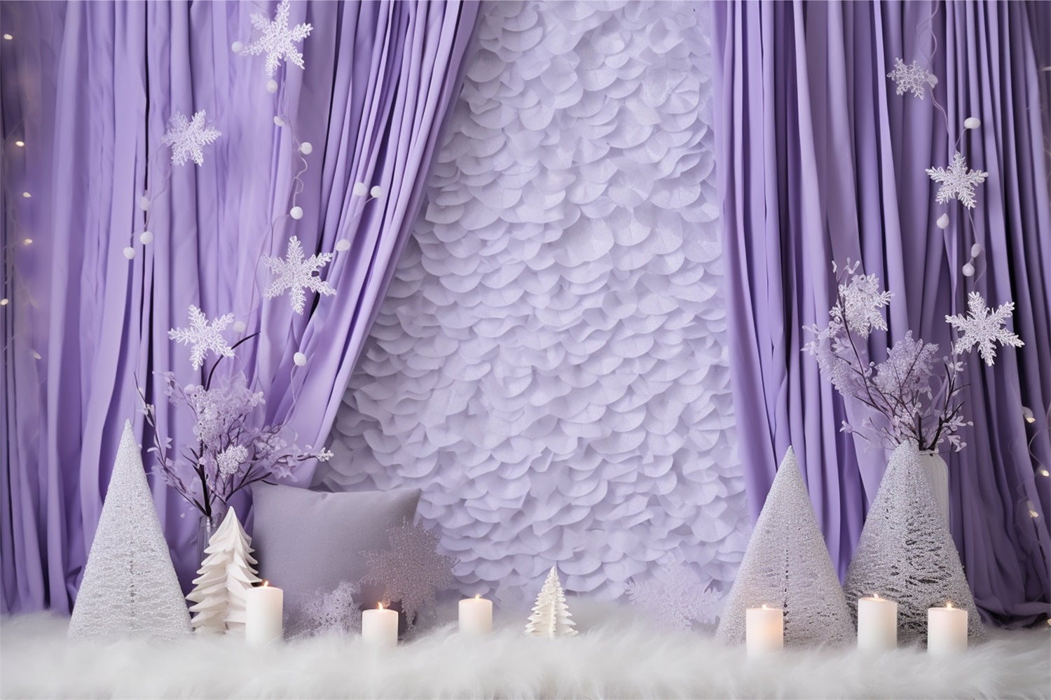 Winter Scene Backdrop Dreamy Purple Snow Backdrop BRP11-257
