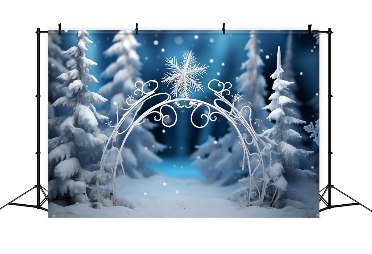 Winter Forest Backdrops Sparkling Snowflake Arch Backdrop BRP11-261