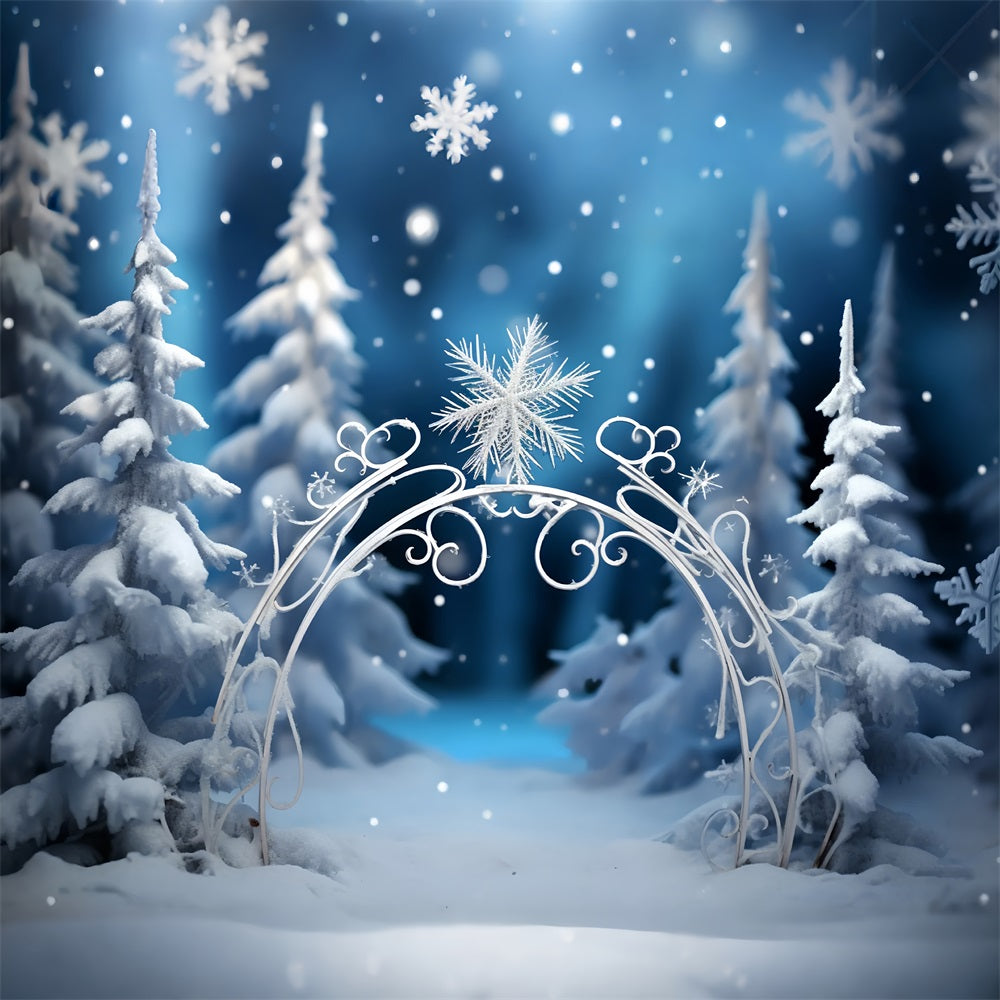 Winter Forest Backdrops Sparkling Snowflake Arch Backdrop BRP11-261
