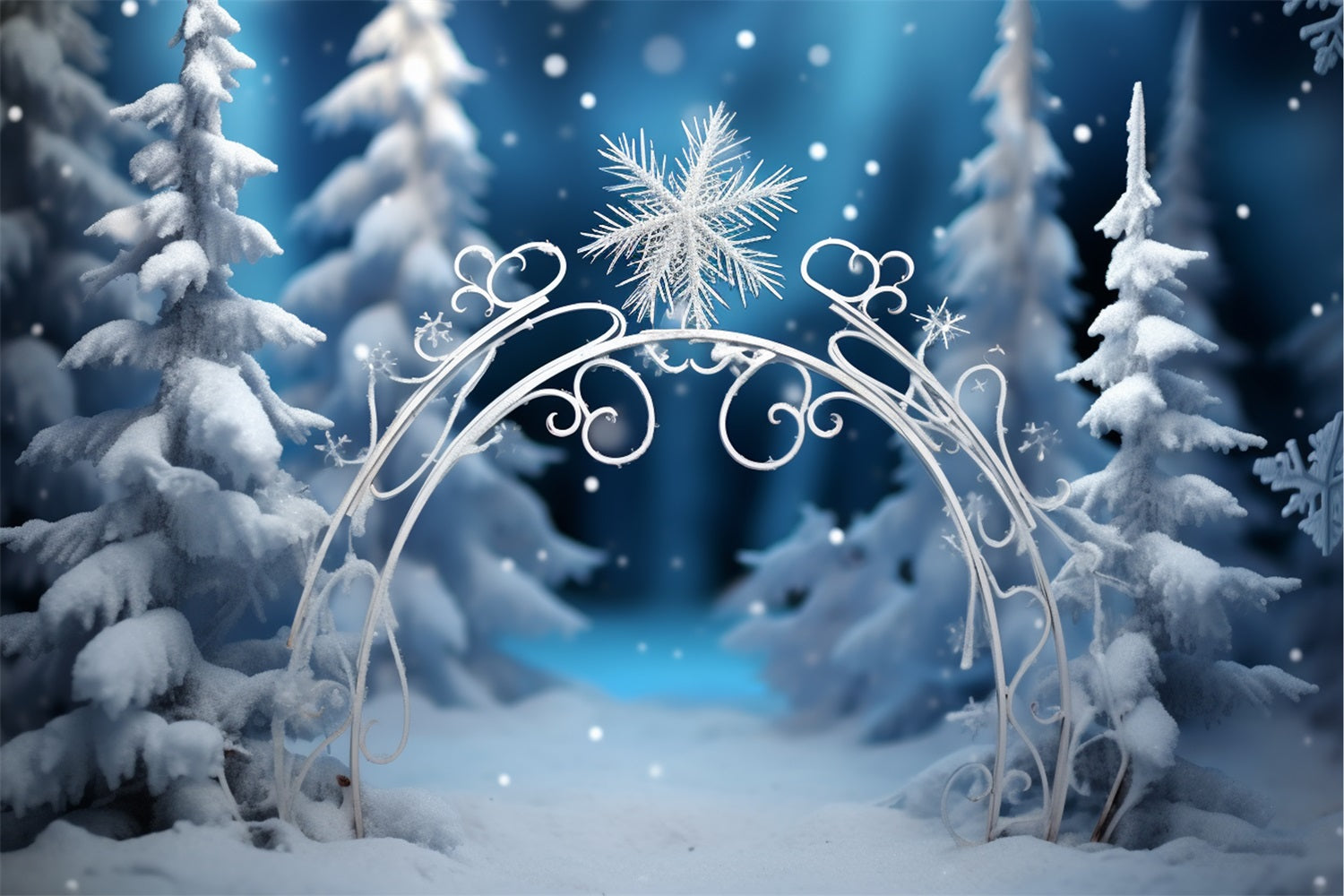 Winter Forest Backdrops Sparkling Snowflake Arch Backdrop BRP11-261