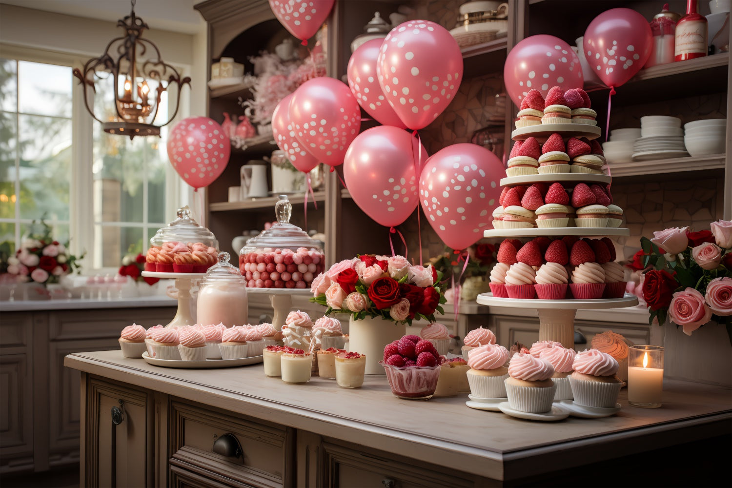 Valentine's Day Backdrop Ideas Balloon Celebration Dessert Backdrop BRP11-282
